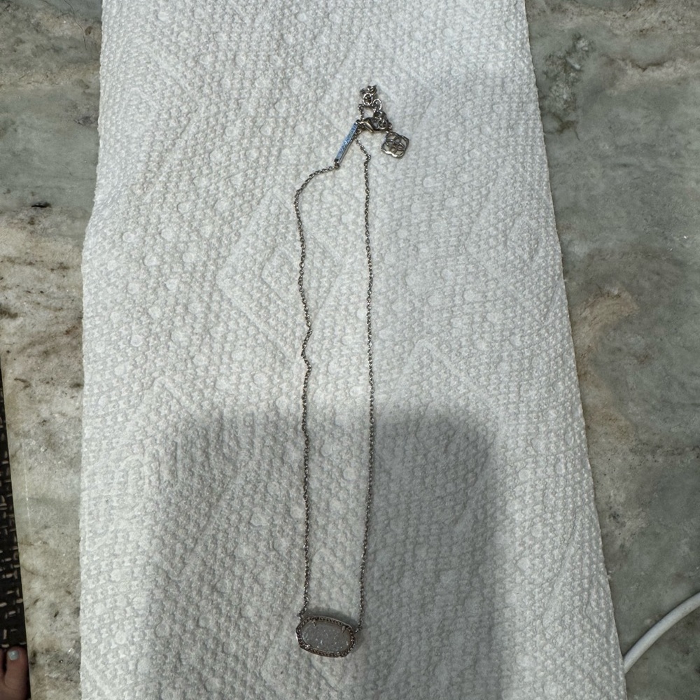 Kendra Scott Silver Necklace with White Stone